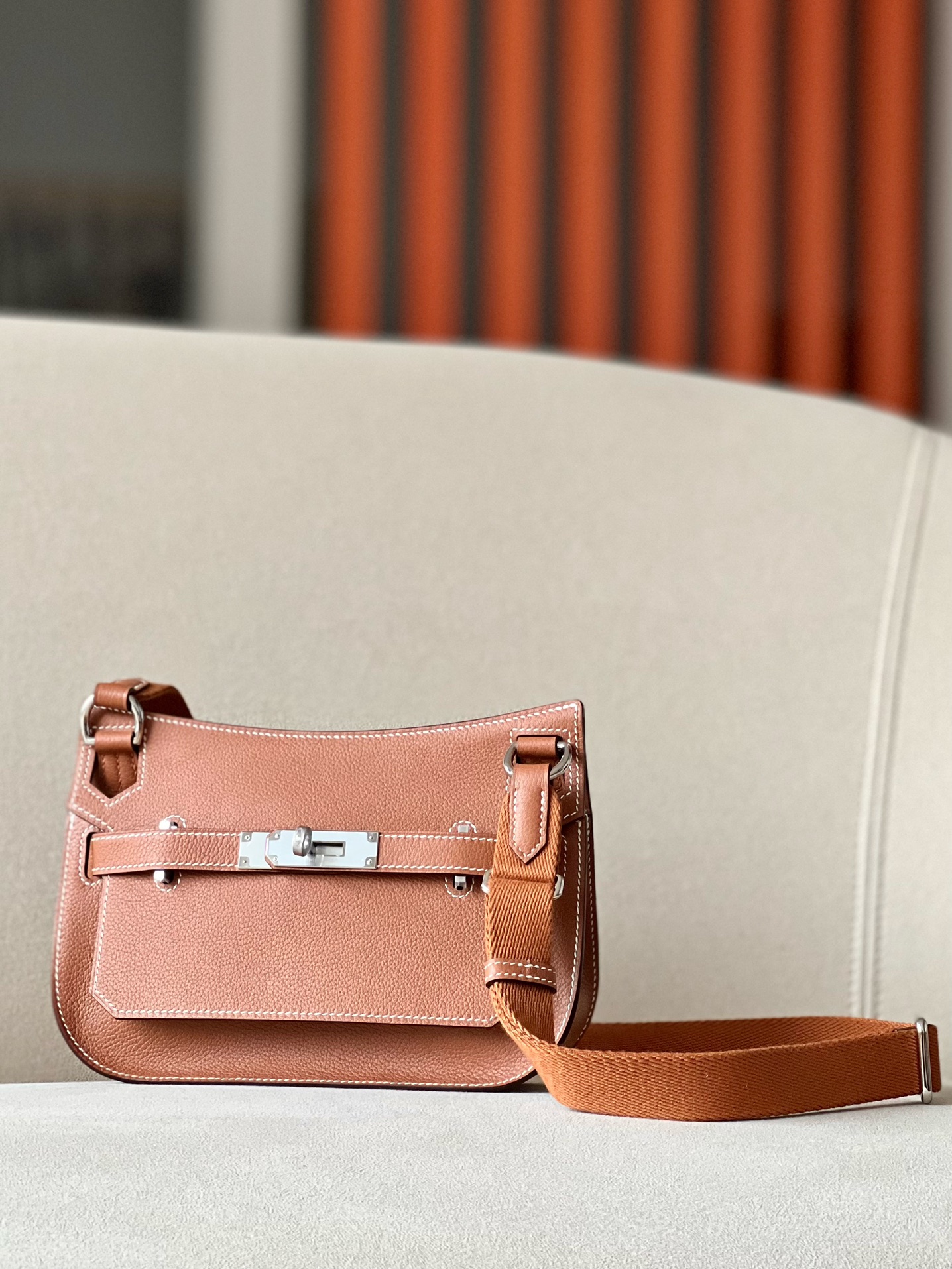 Hermes Jypsiere Mini Shoulder Bag In Brown Clemence Leather